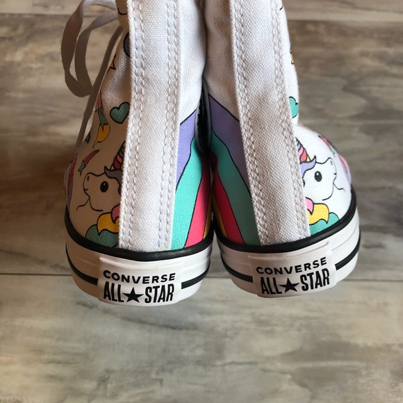 Converse chuck Taylor high top Junior unicorn rainbow sneaker shoe  pink white 4 - Picture 5 of 8